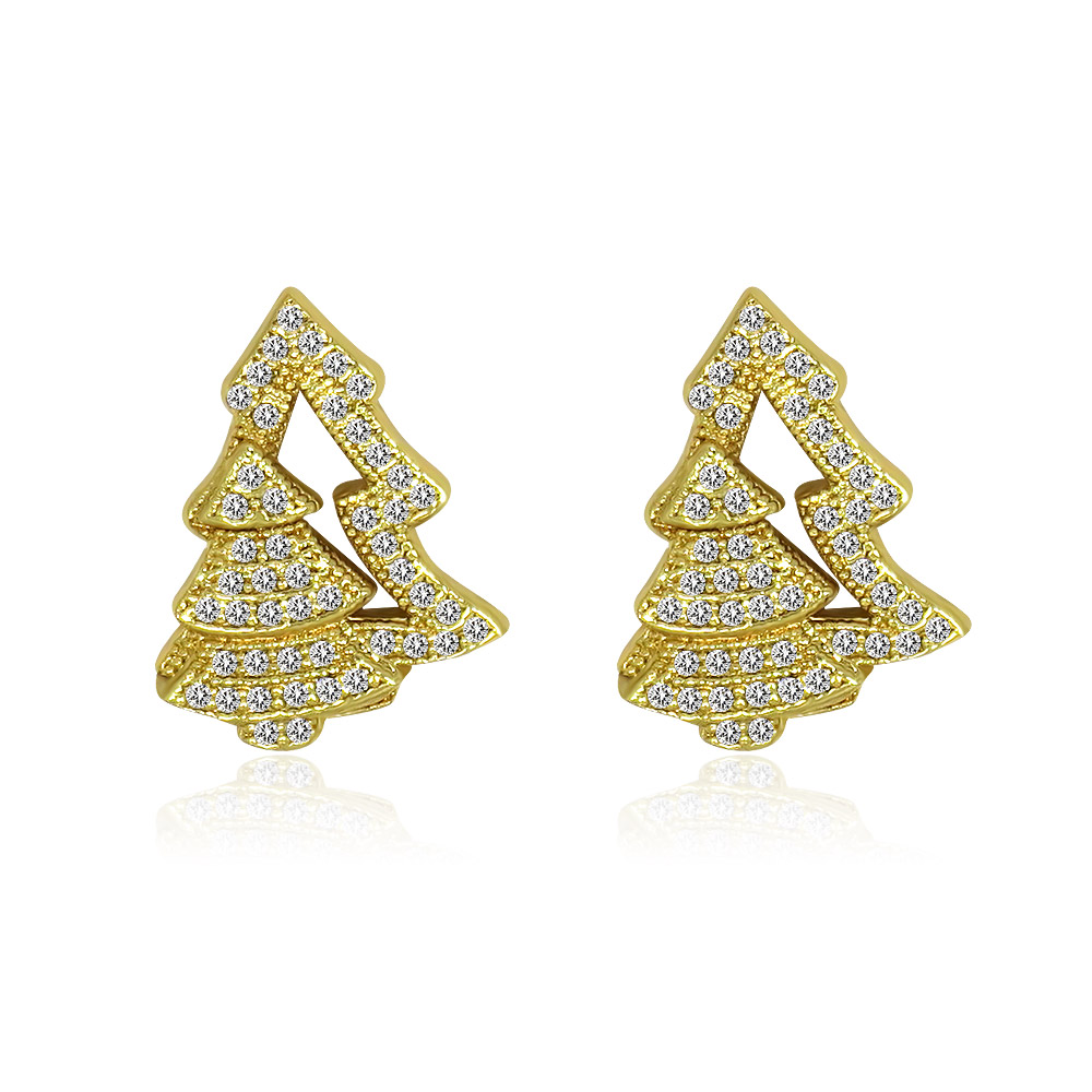 Christmas Tree Stud Earrings in Gold